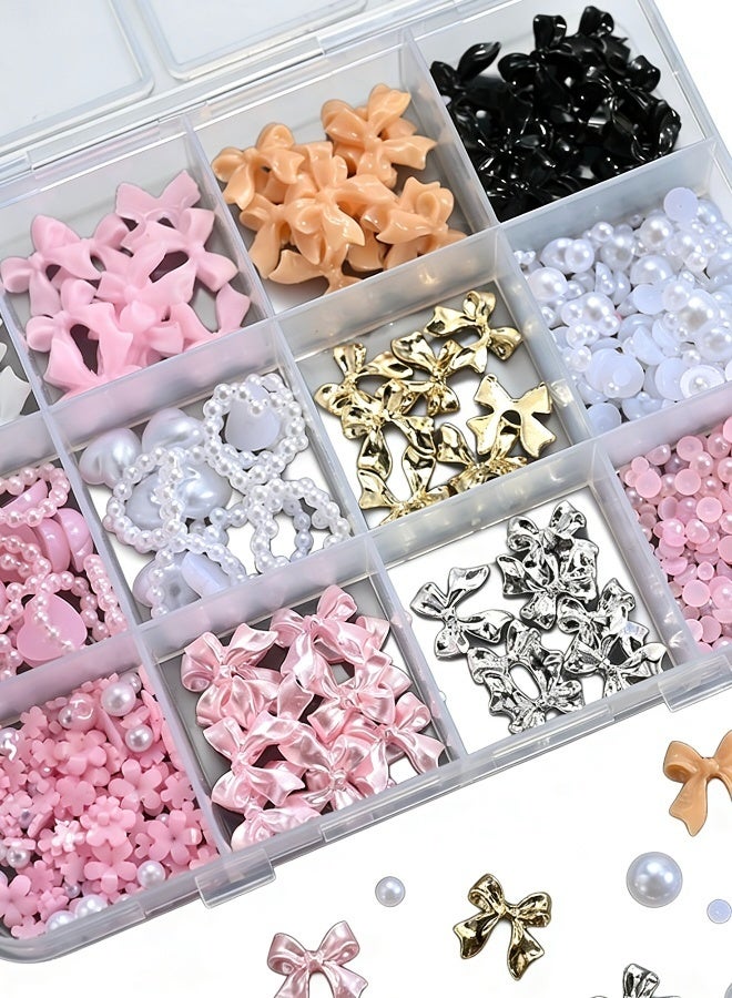 مجموعة حجارة الراين لتزيين الأظافر مع 12 شبكة وعقدة ثلاثية الأبعاد وأزرار لؤلؤية للأظافر بأشكال القمر والنجمة والقلب لتزيين الأظافر بنفسك مع ملاقط وقلم شمع للأظافر ومستحضرات التجميل للوجه بألوان متنوعة - Image 5